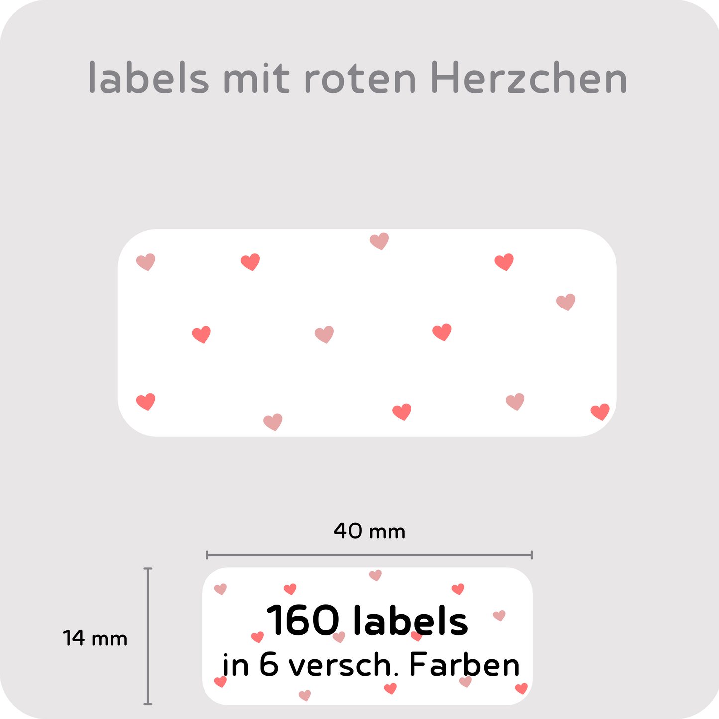 Labels mit roten Herzchen - 160 Stk.