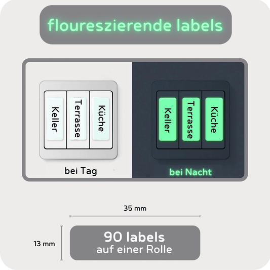 NEU - Floureszierende Labels - leuchtend im dunkeln