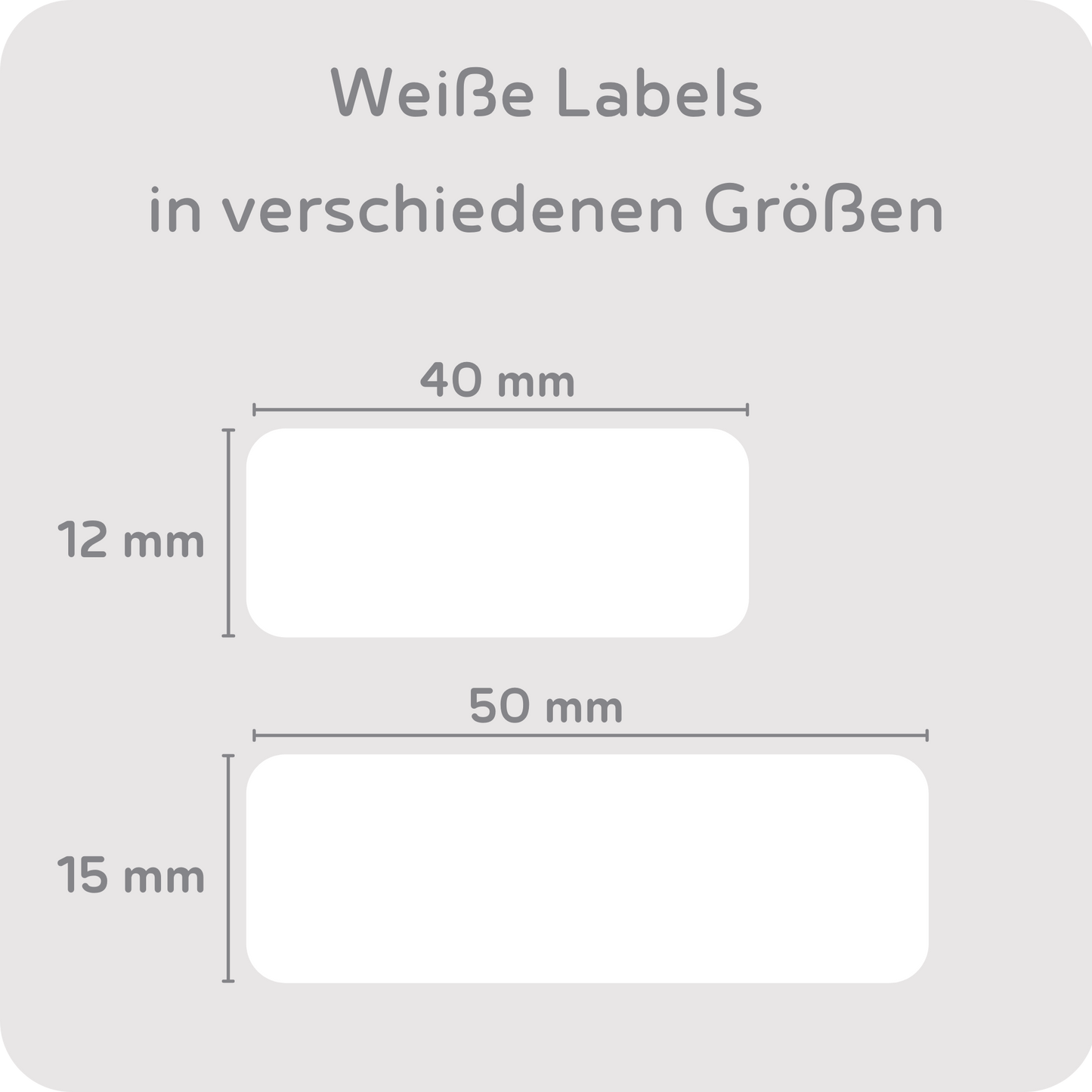 Weiße Labels in verschiedenen Größen