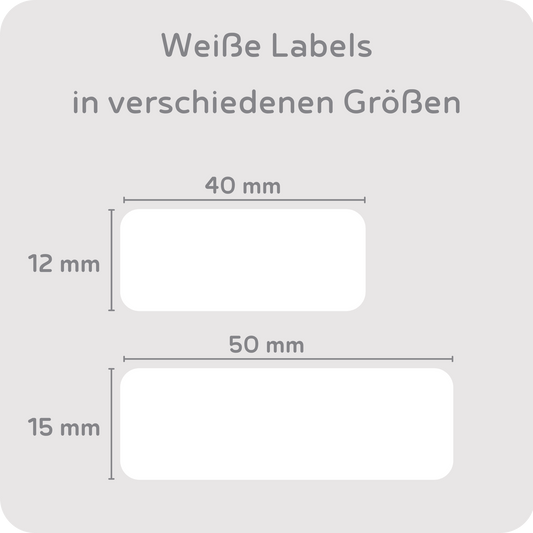 Weiße Labels in verschiedenen Größen